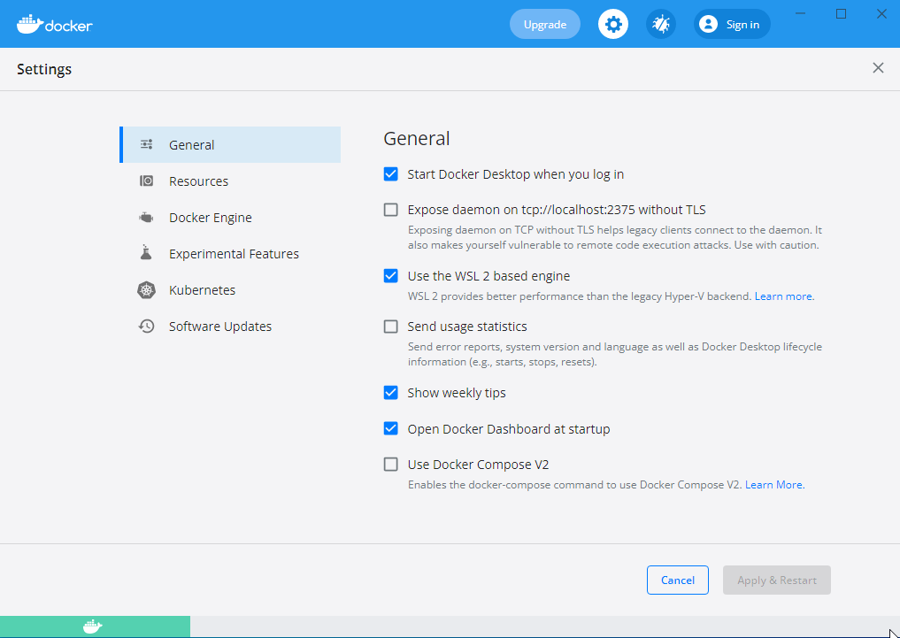 Docker engine configuration