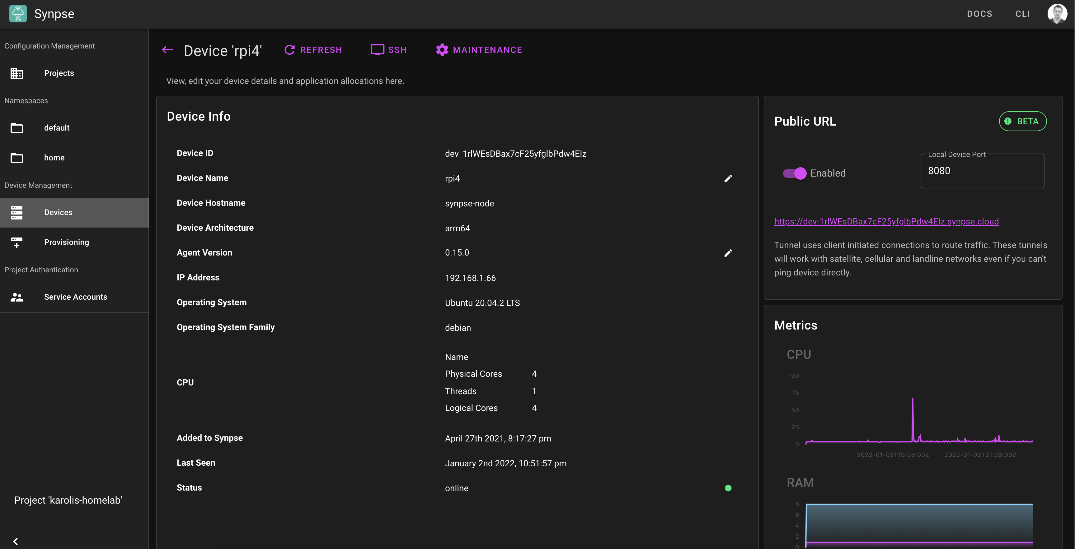 Public URL for Gladys
