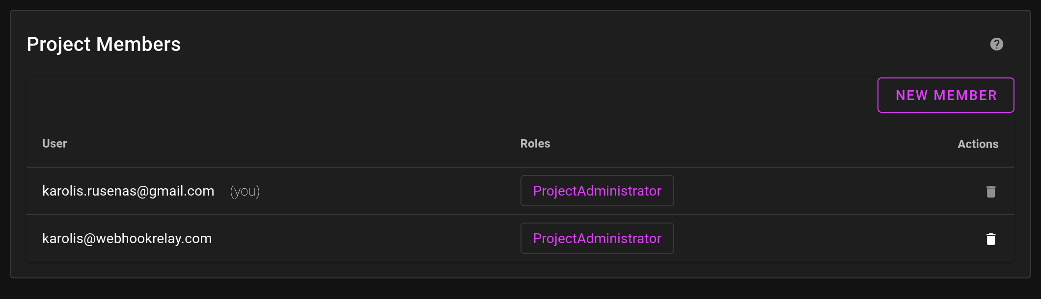 Managing project members