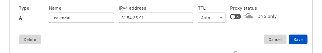 Cloudflare DNS A record