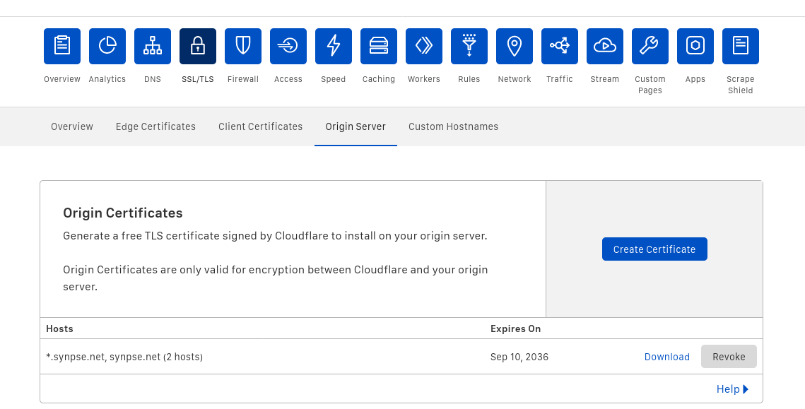 Download Cloudflare origins certificates