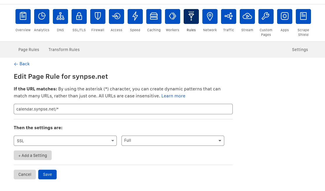 Cloudflare page rule