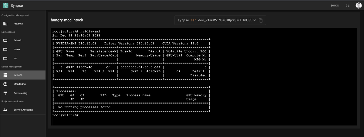 SSH nvidia-smi